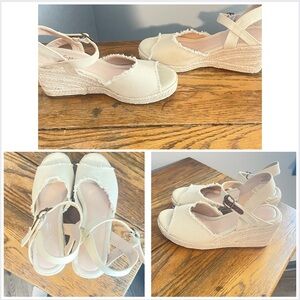 Cream Espadrille Wedge Sandals